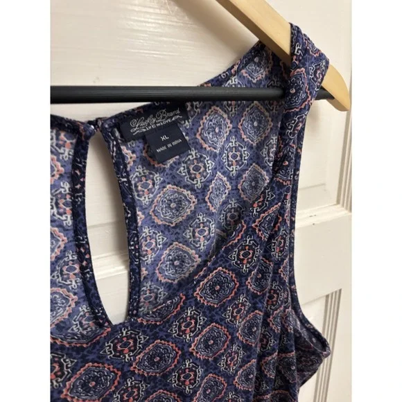 Lucky Brand Women's Navy Patterned Sleeveless Dress Cotton Blend Size XL - Picture 2 of 7